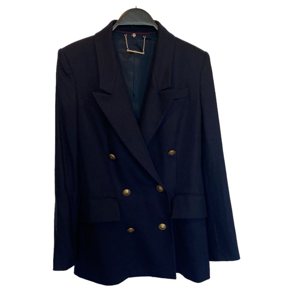 Frame Navy Blue Double Breasted Wool Cashmere Blend Blazer Size XS - Picture 12 of 12